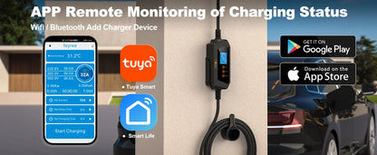 22KW 3-Phase Portable EV Charger - Adjustable 32A Type 2 Fast Charger