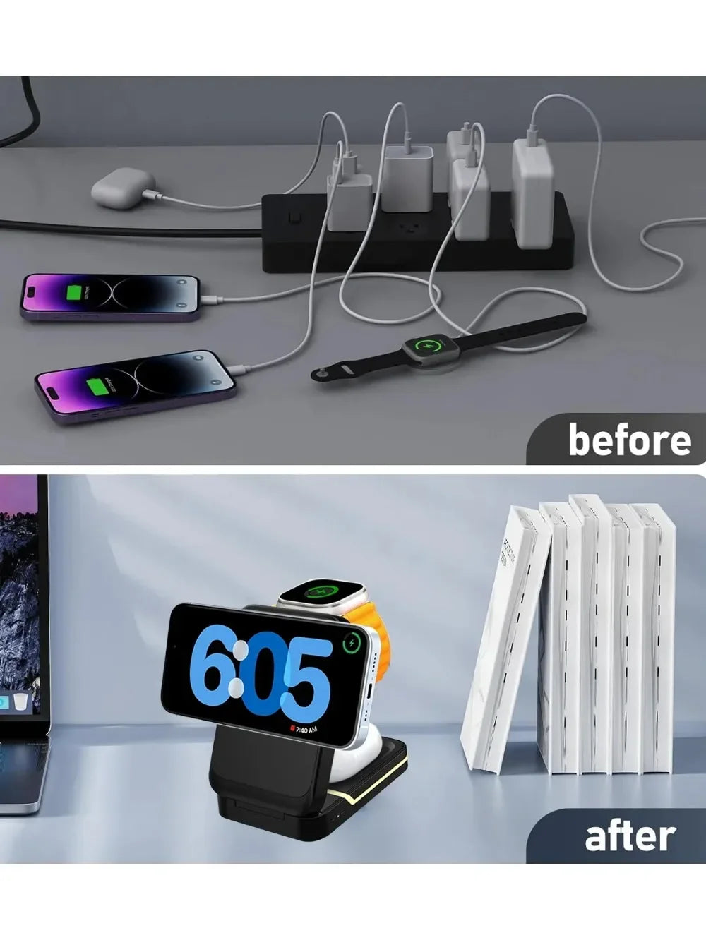 3-in-1 Foldable Magnetic Wireless Charger for iPhone, Apple Watch & AirPods - 10