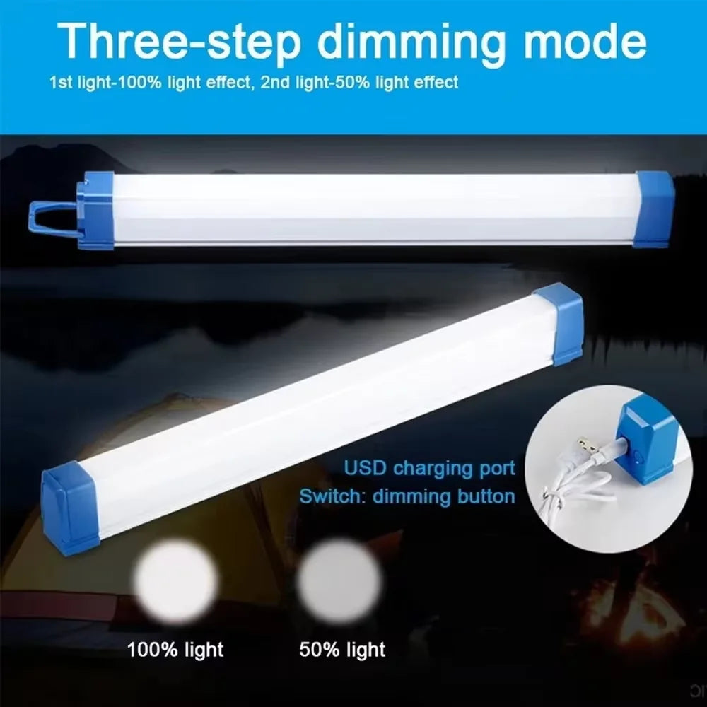 Rechargeable LED Tube Light - Magnetic Portable Bar Lamp for Camping & Emergency