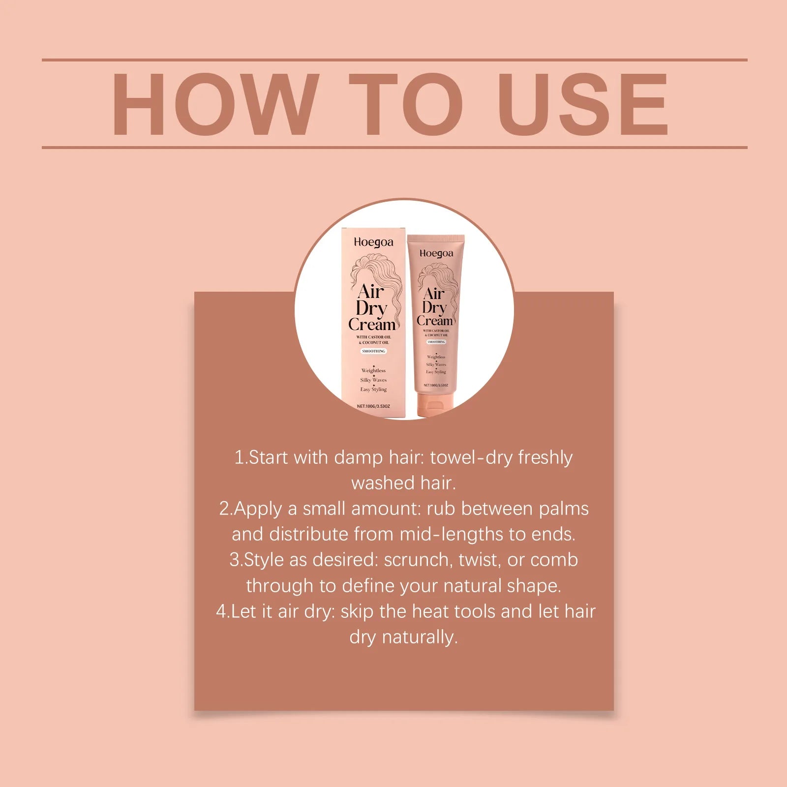 Curl Defining Styling Cream with Castor & Coconut Oil for Natural Waves & Shine - 12