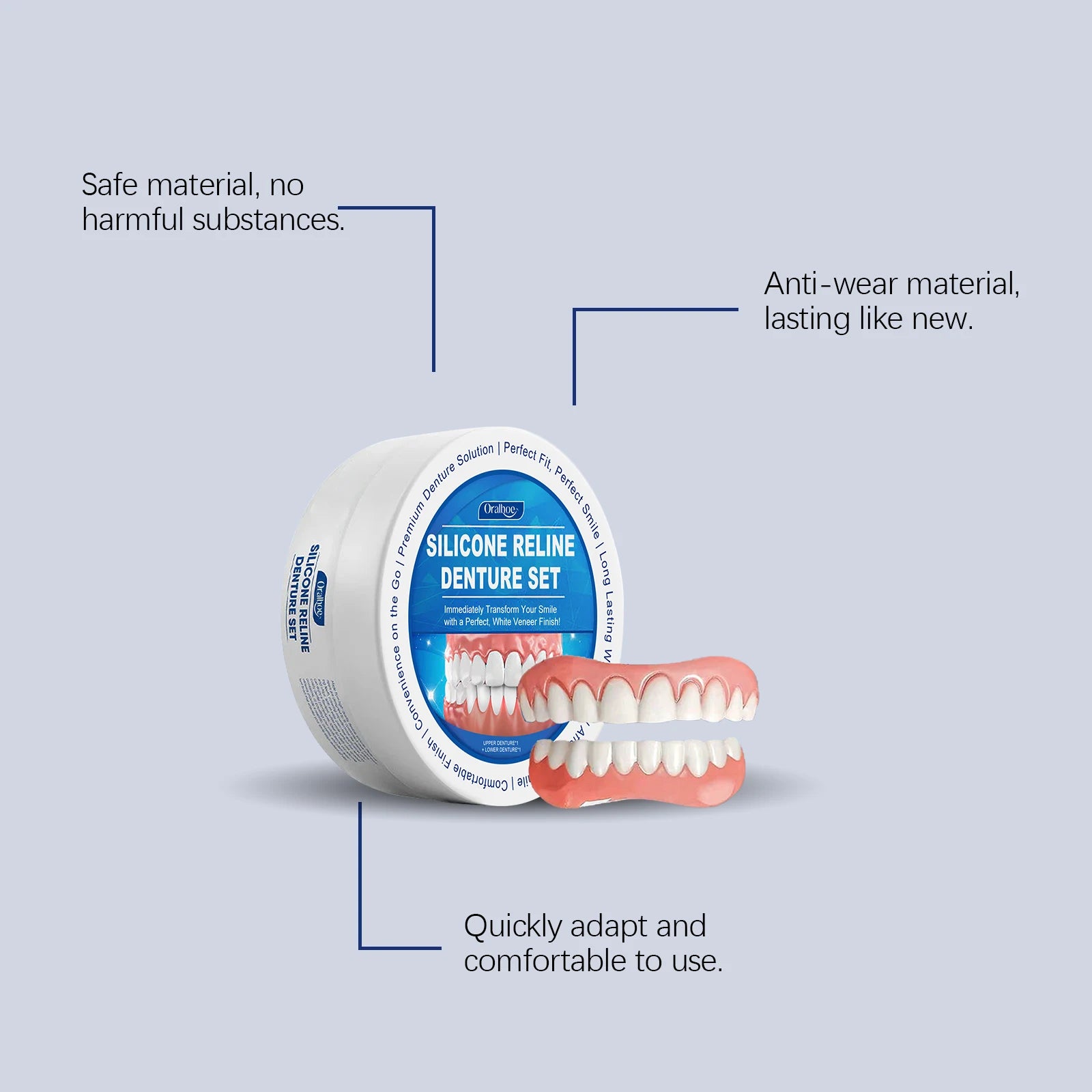 Flexible Silicone Cosmetic Denture Reline Set for Instant Smile Transformation - 17