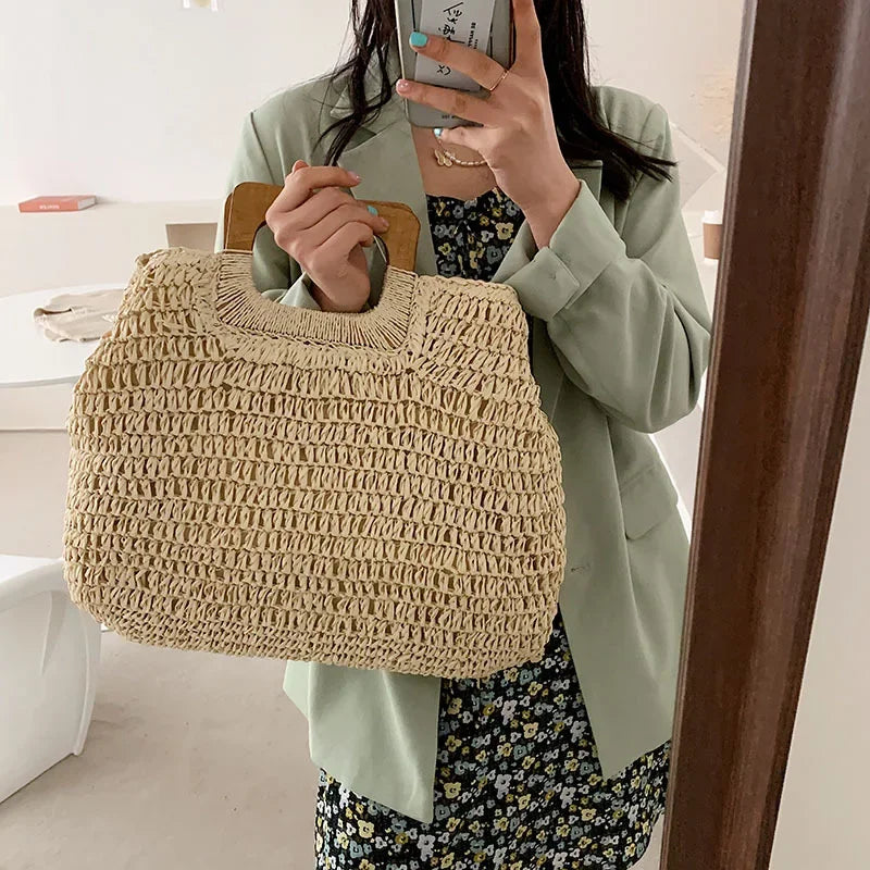 Luxury Woven Straw Beach Tote