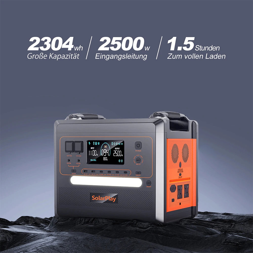 SolarPlay Portable Power Station: 2160Wh-2304Wh LiFePO4 Solar Generator - 18