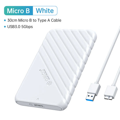 2.5" SATA HDD SSD External Hard Drive Enclosure - USB 3.0/Type-C Adapter