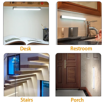 Wireless Motion Sensor LED Under Cabinet Light - USB Rechargeable Dimmable Closet Bar