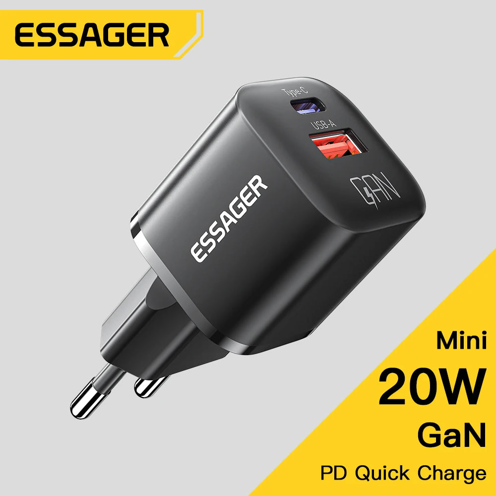 20W GaN Dual Port USB-C Fast Wall Charger for iPhone Samsung iPad - 1