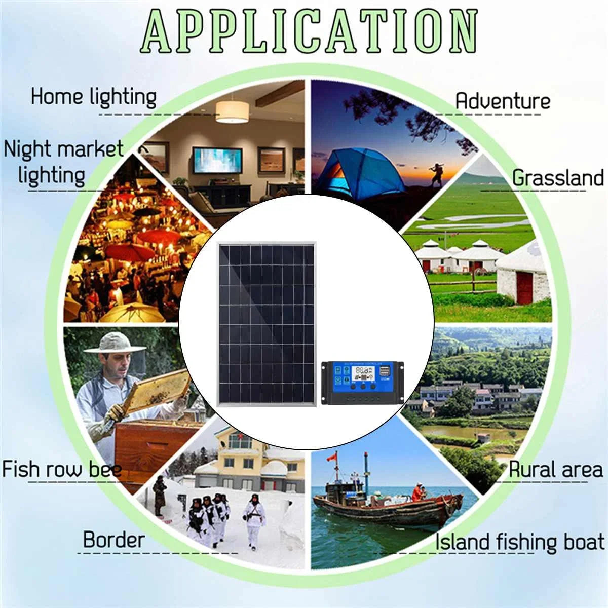 Portable 12V Solar Panel Charger - High Efficiency Outdoor Power Supply - 6