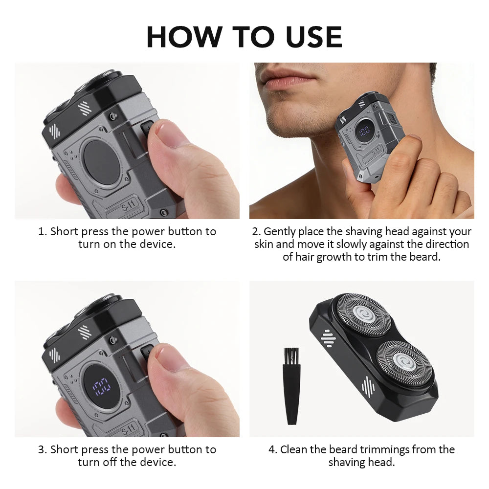 Portable Mini Electric Shaver with Digital Display & USB Rechargeable - 26
