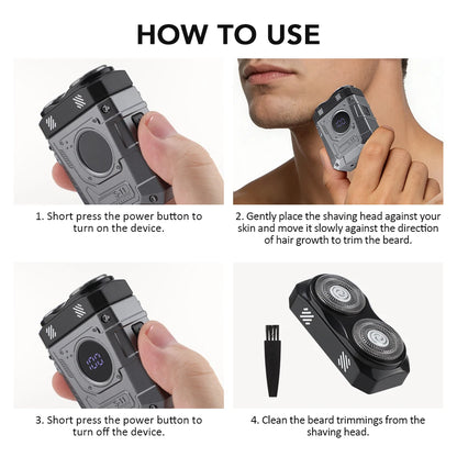 Portable Mini Electric Shaver with Digital Display & USB Rechargeable