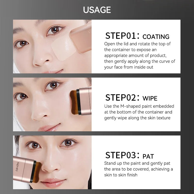 Double-Ended Hydrating Foundation Stick with Built-in Brush - Long-Lasting - 4