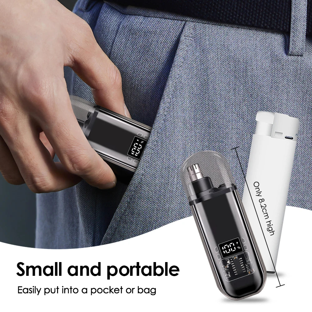 Professional Electric Nose & Ear Hair Trimmer with LED Battery Display - 5