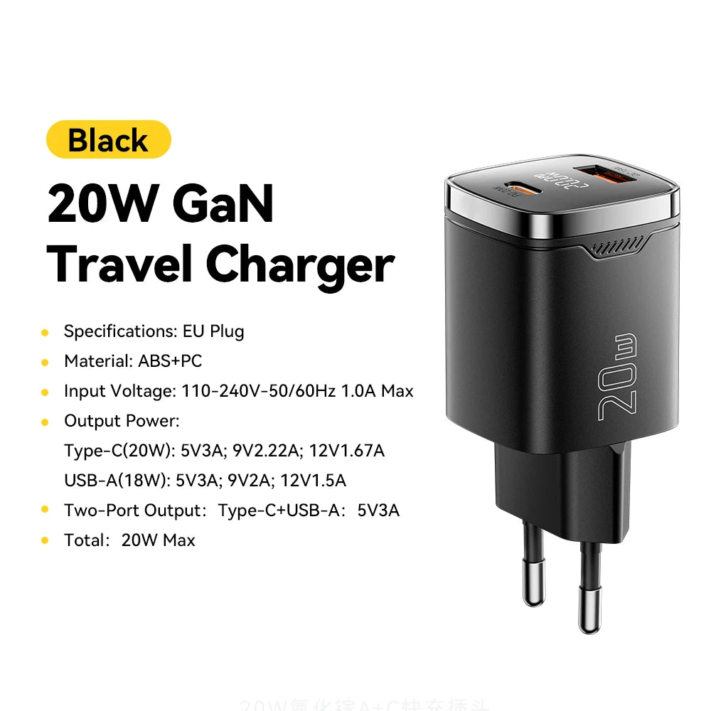 33W GaN Dual Port USB-C Fast Charger with Real-Time Digital Display