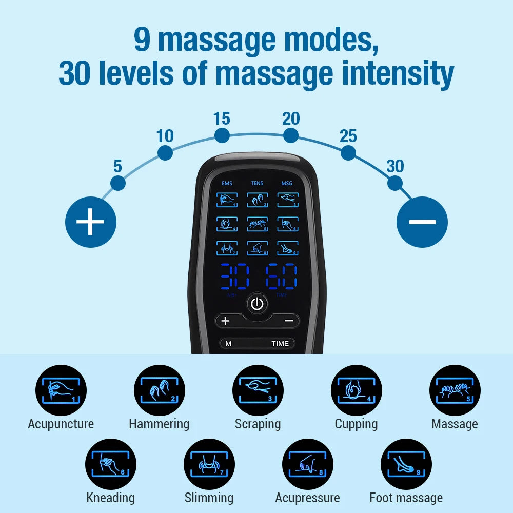 Portable Electric TENS EMS Muscle Massager for Pain Relief & Recovery - 9
