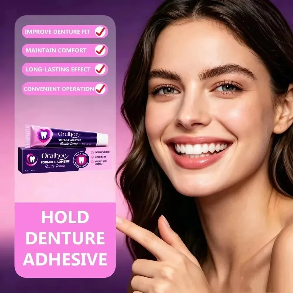 Silicone Denture Adhesive Cream - Long-Lasting Comfortable Hold for Dentures - 3