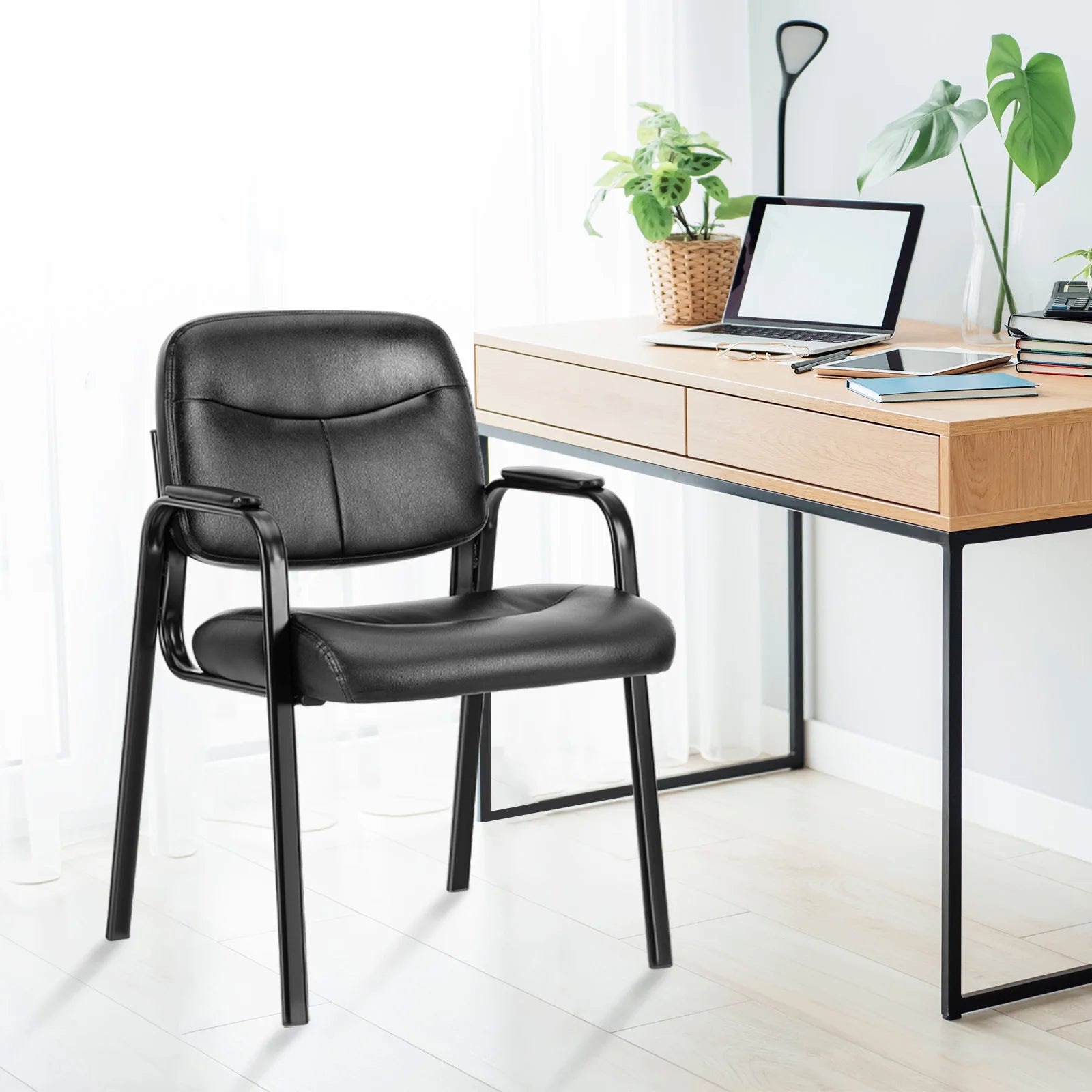 Modern PU Leather Office Guest Chair - Ergonomic Waiting Room Seating - 4