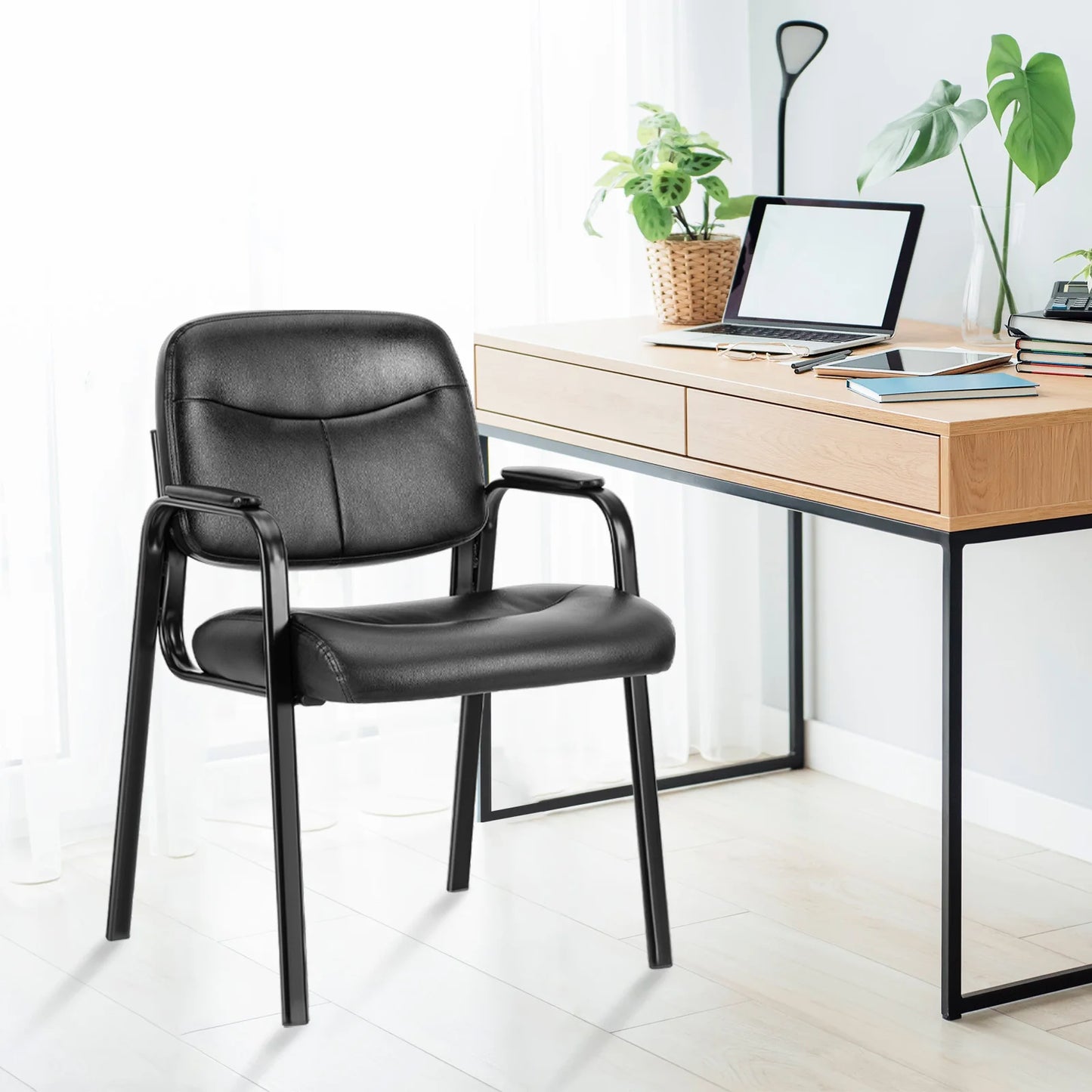 Modern PU Leather Office Guest Chair - Ergonomic Waiting Room Seating