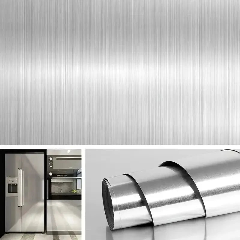 Stainless Steel Contact Paper - Peel & Stick Brushed Silver Vinyl
