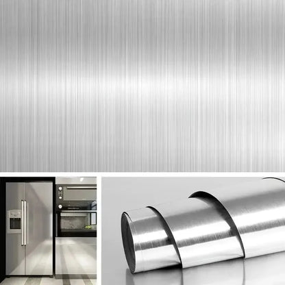 Stainless Steel Contact Paper - Peel & Stick Brushed Silver Vinyl