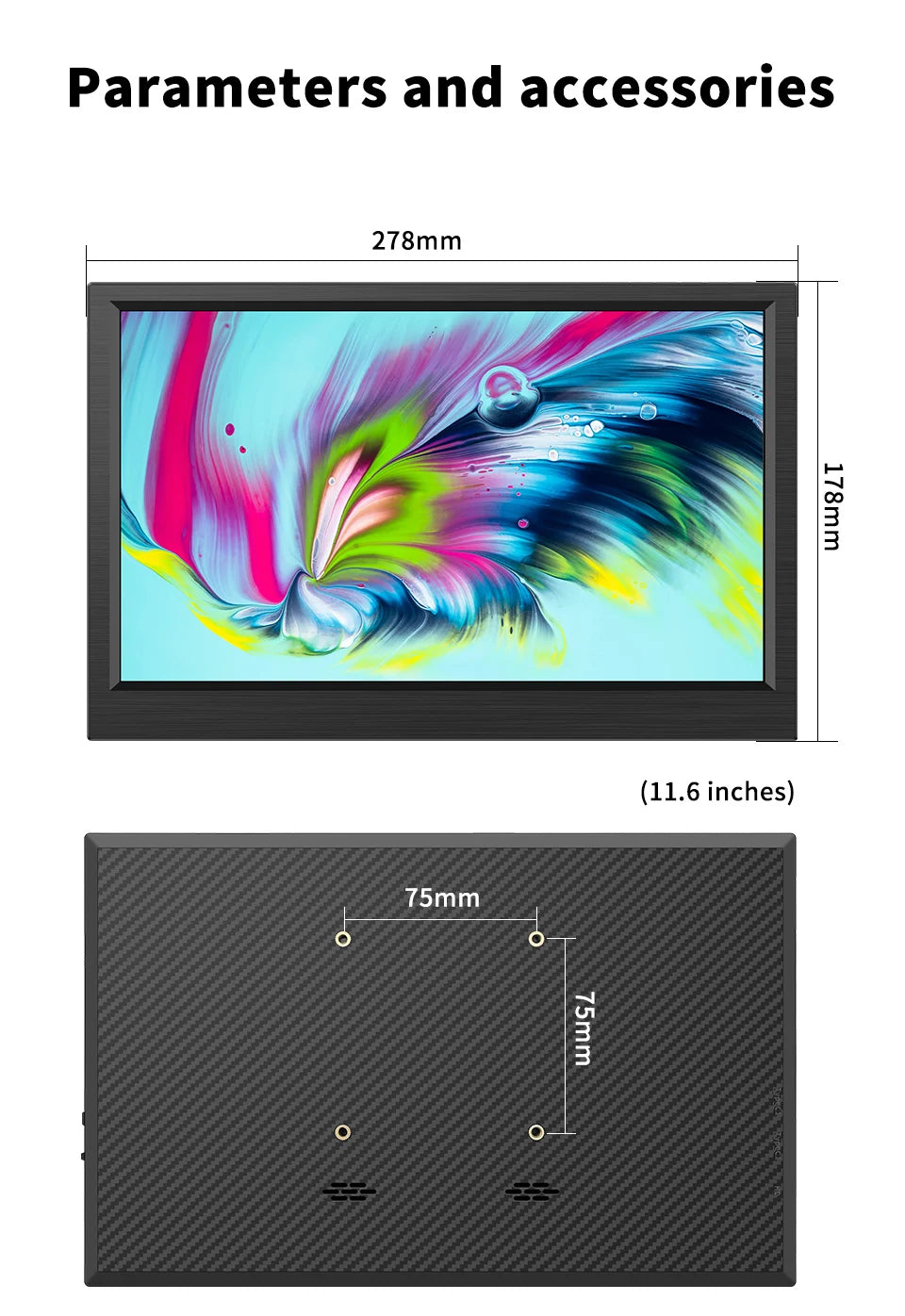 11.6" Portable IPS Monitor - Full HD Laptop Second Screen for Gaming & Work