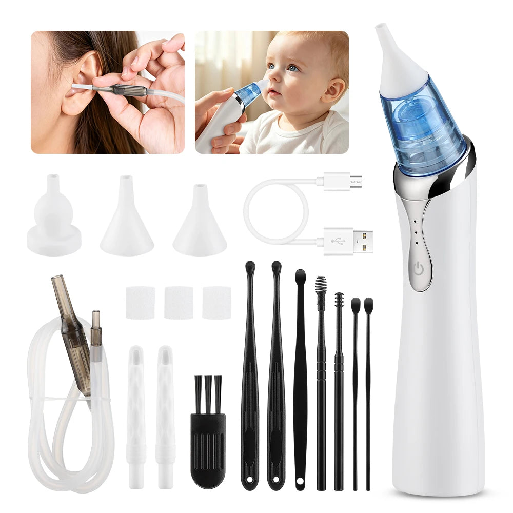 Electric Baby Nasal Aspirator & Ear Wax Removal Vacuum Cleaner Kit