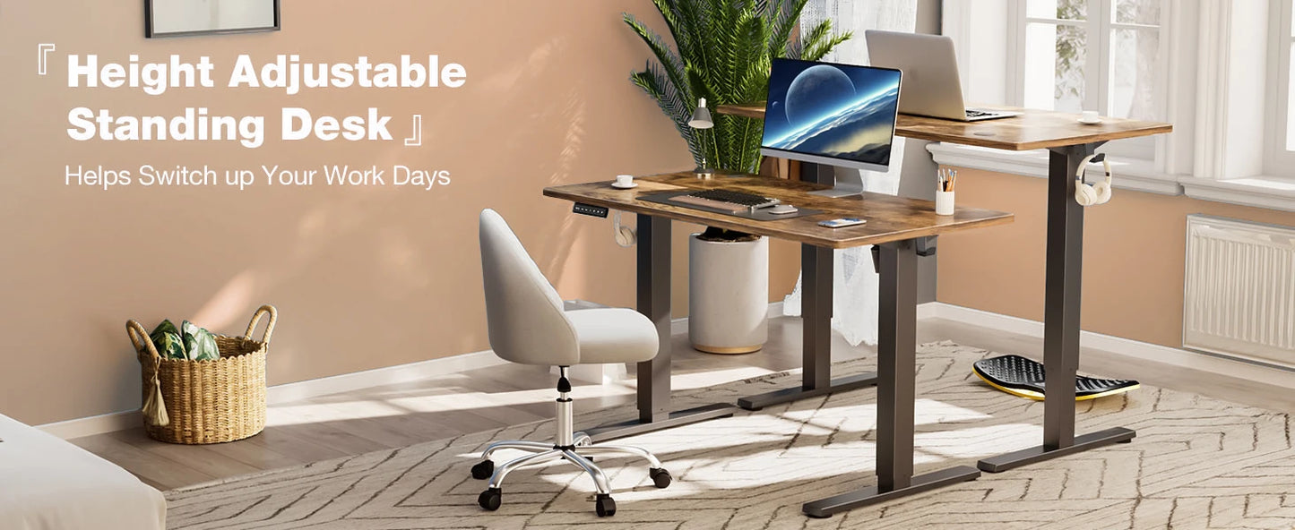 63" Electric Standing Desk - Ergonomic Adjustable Sit-Stand Office Table