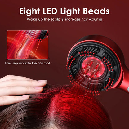 Electric Scalp Massager Comb with LED Light Therapy & Liquid Applicator