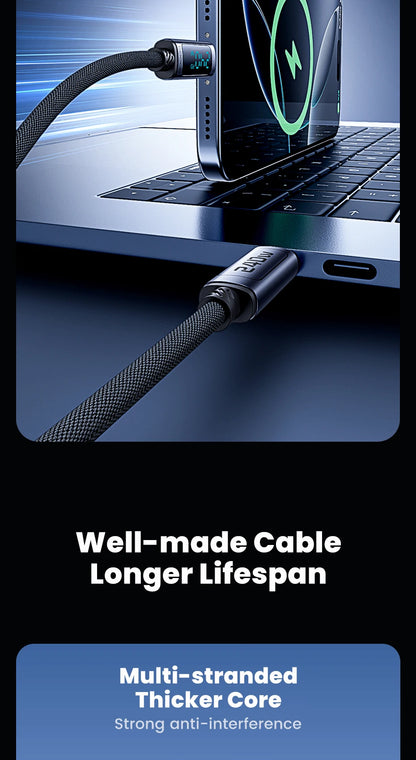240W USB-C to USB-C Fast Charging Cable with Digital Power Display