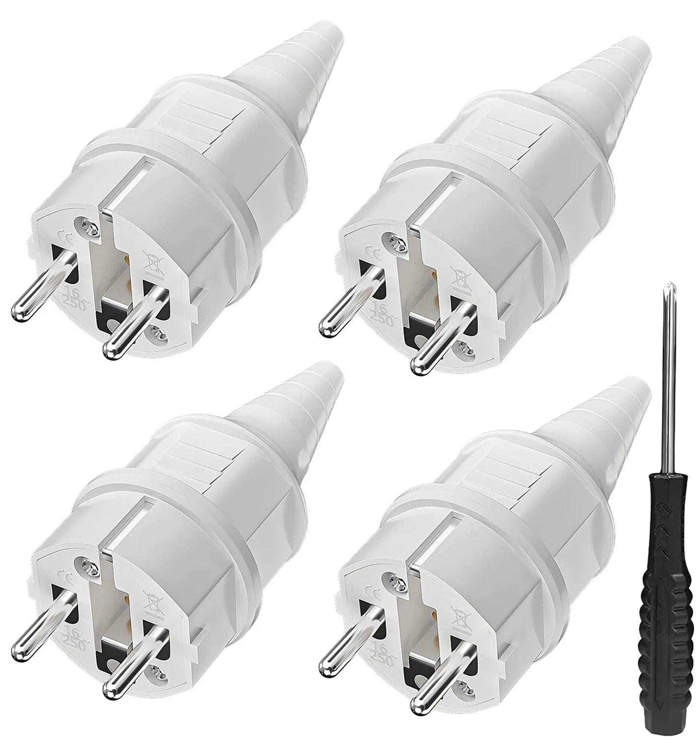 IP44 Waterproof Schuko Plug - Heavy Duty 16A 250V Rewireable EU Power Connector