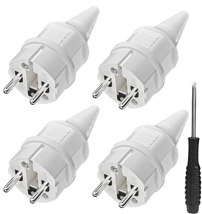 IP44 Waterproof Schuko Plug - Heavy Duty 16A 250V Rewireable EU Power Connector