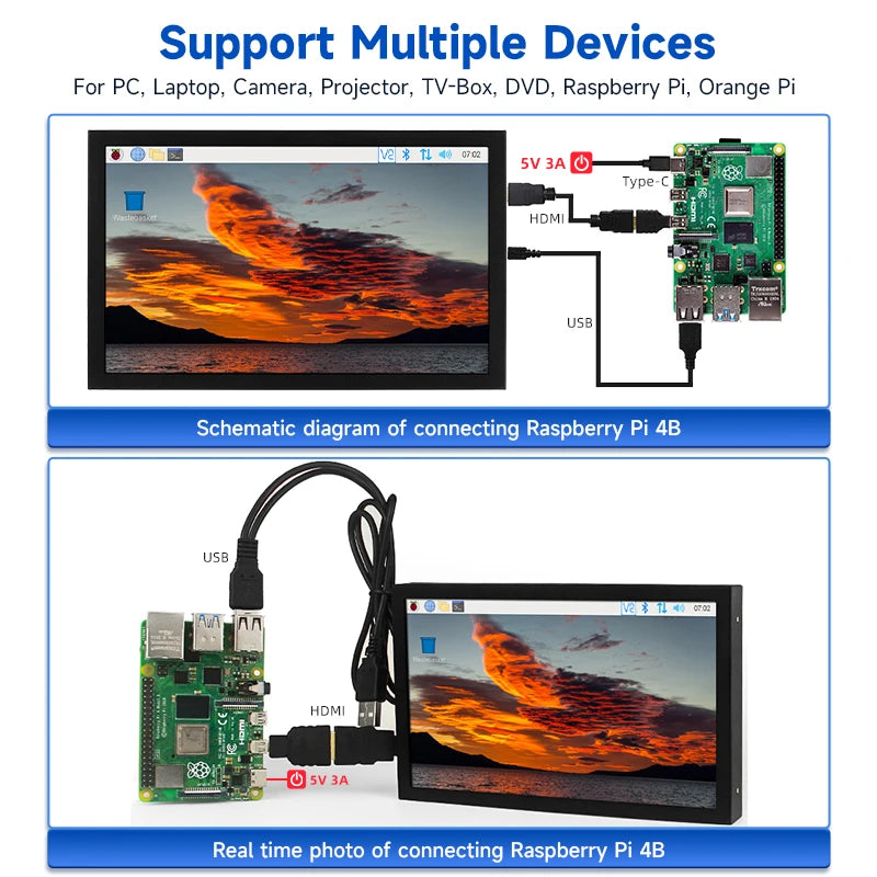 7-Inch Portable IPS Monitor 1024x600 HDMI VGA Display with Metal Holder - 11