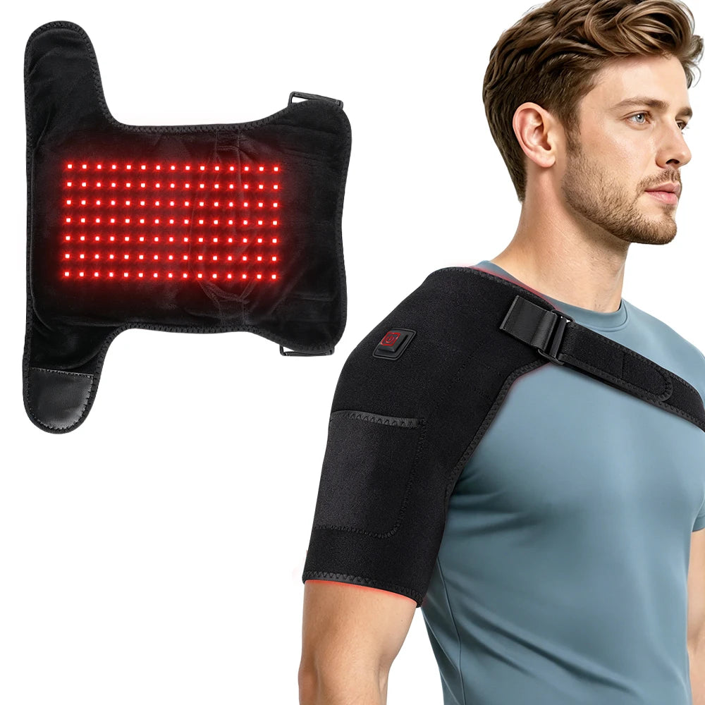 Electric Heated Shoulder Brace with Red Light Therapy for Pain Relief
