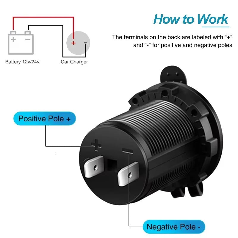 12V Waterproof Car Cigarette Lighter Socket Power Outlet for Vehicles - 9