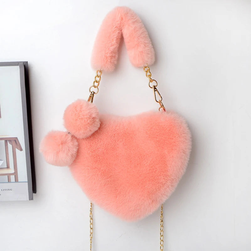 Luxury Plush Heart Handbag