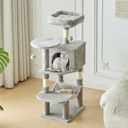 44" Multi-Level Cat Tree Tower with Scratching Posts & Cozy Condo