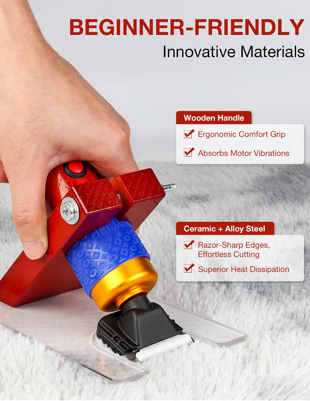 200W Professional Carpet Tufting Shears & Trimmer with Shearing Guide