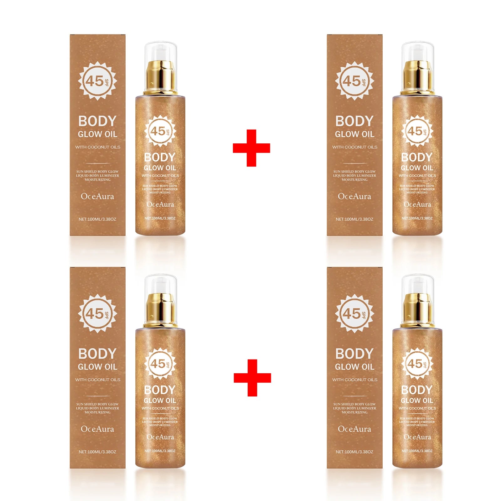 SPF 45 Shimmering Coconut Body Glow Oil Sun Protection Moisturizer - 13