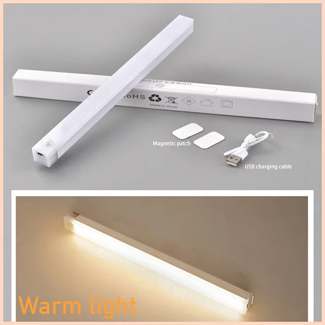 Wireless Motion Sensor LED Under Cabinet Light - USB Rechargeable Dimmable Closet Bar - 16