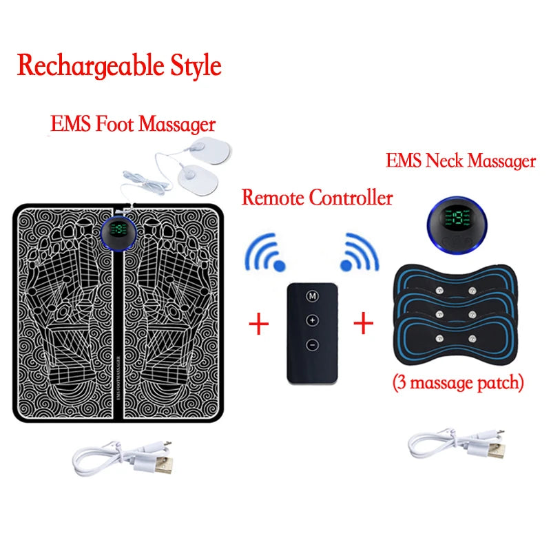 EMS Foot Massager Mat - Portable Electric Muscle Stimulation Therapy - 12