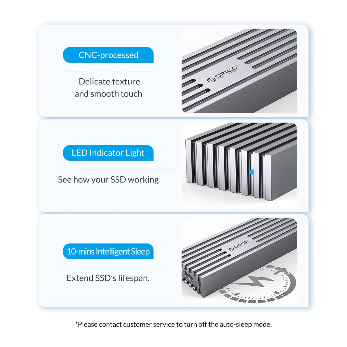 ORICO NVMe M.2 SSD Enclosure 40Gbps USB4 External Case for PCIe SSD - 12