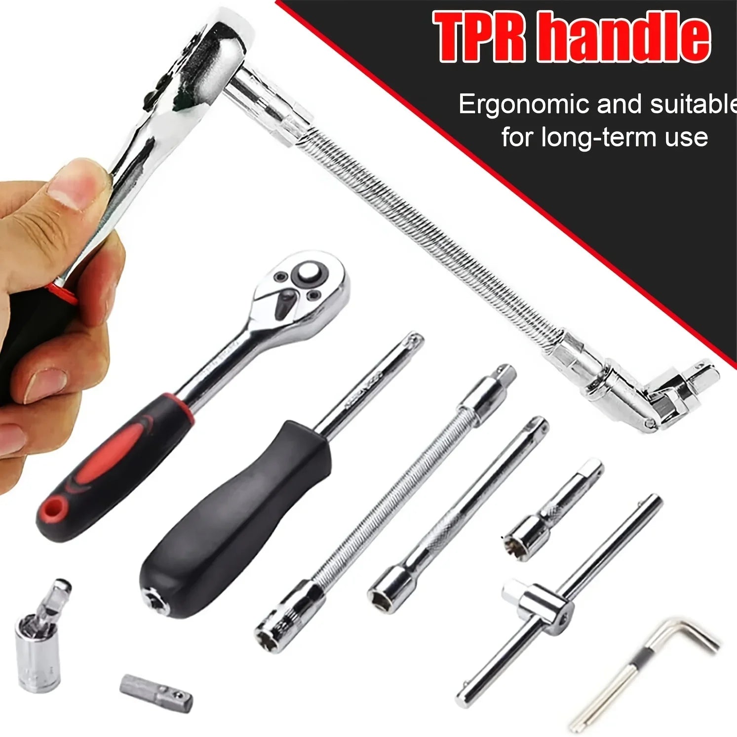 46-Piece 1/4" Drive Socket & Ratchet Wrench Set for Auto Repair & DIY - 11