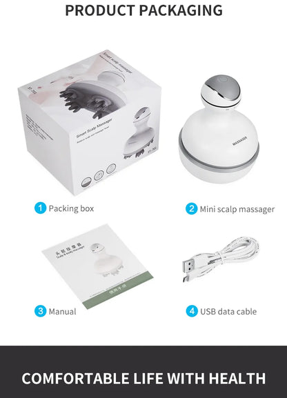 Electric Scalp Massager - Waterproof Handheld Head Scratcher for Stress Relief