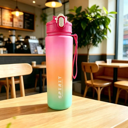 Motivational 750ml Sports Water Bottle with Time Marker & Leak-Proof Straw