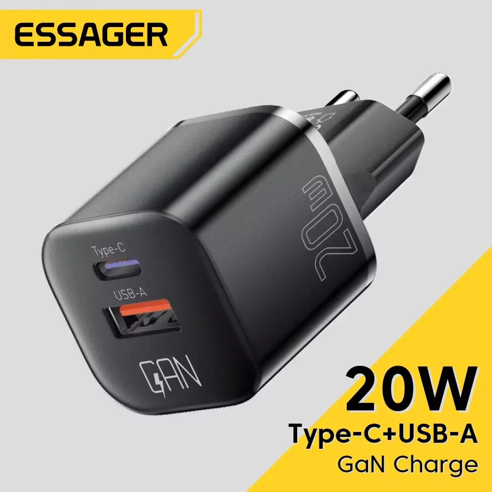20W GaN Dual Port USB-C Fast Charger for iPhone & Android Devices - 1