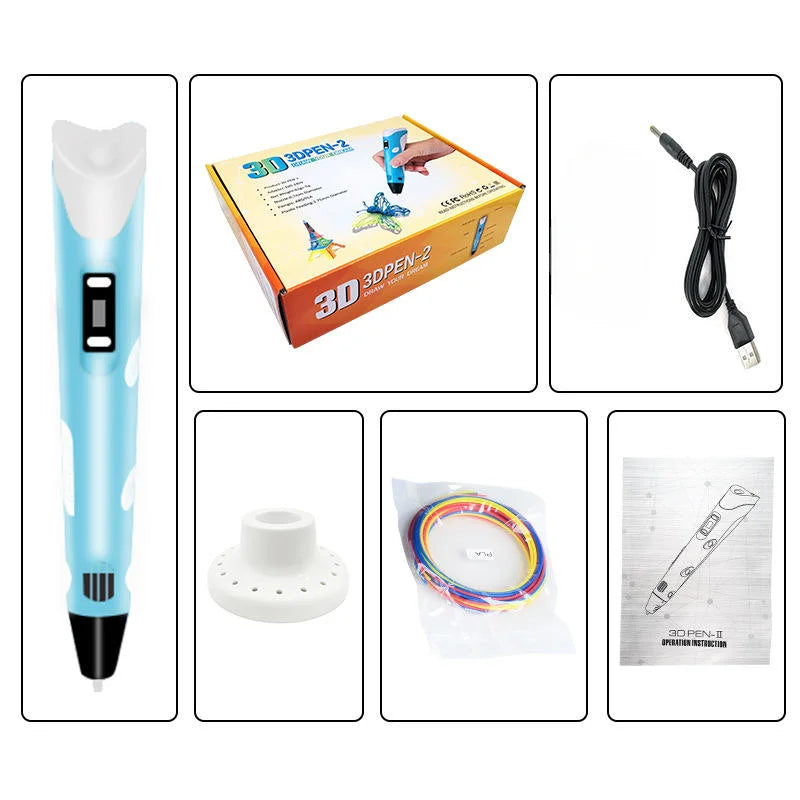 3D Printing Pen for Kids - Creative DIY Drawing Tool with LED Display & Temperature Control
