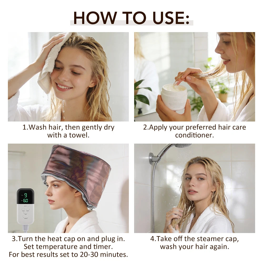 Professional Electric Hair Steamer Cap for Deep Conditioning & Hair Treatment