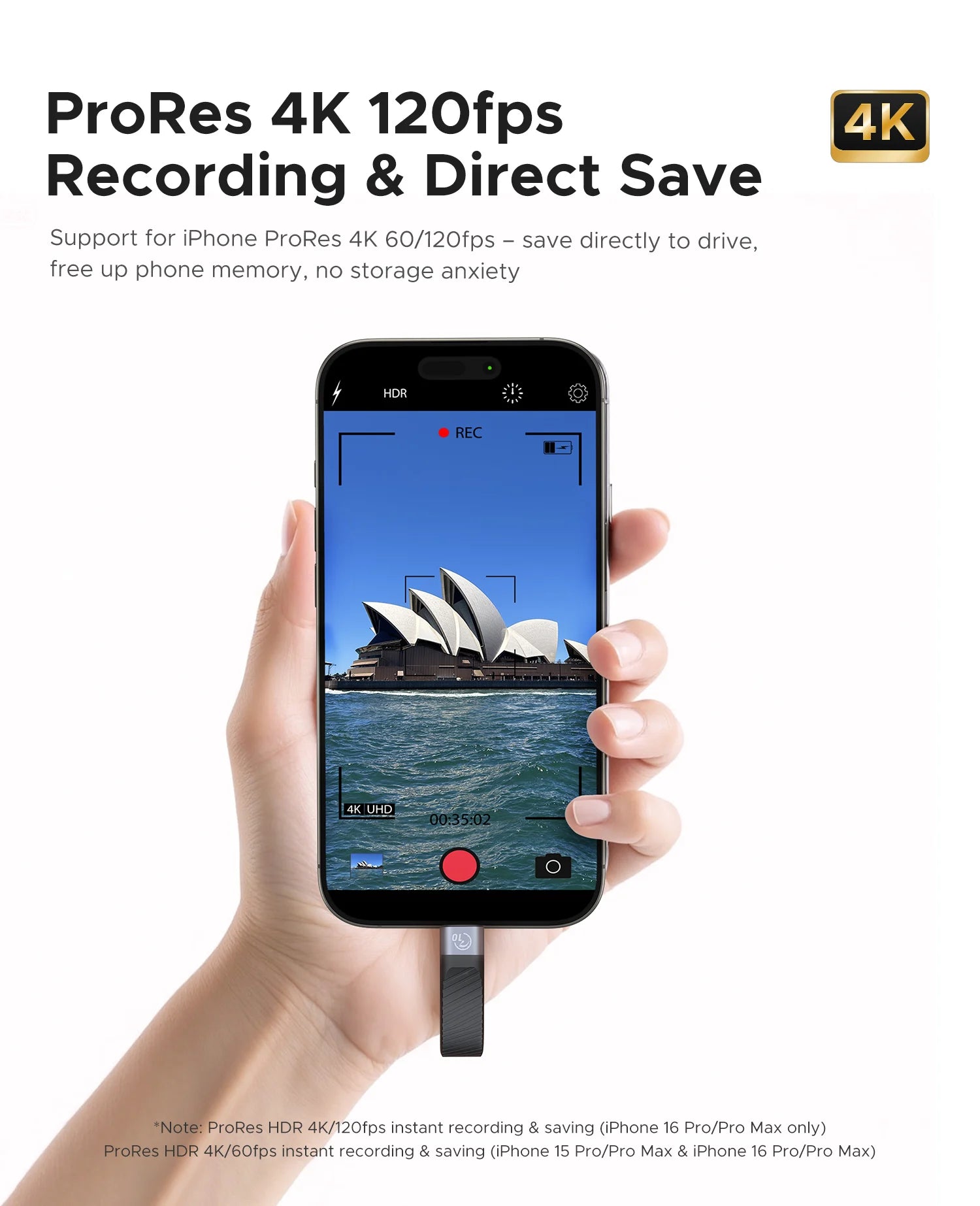 Magnetic NVMe M.2 SSD Enclosure for iPhone 4K ProRes Recording & 100W Charge - 8