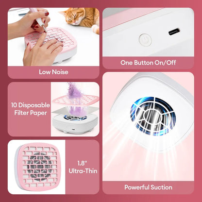 Portable Mini Nail Dust Collector USB Vacuum 3200RPM