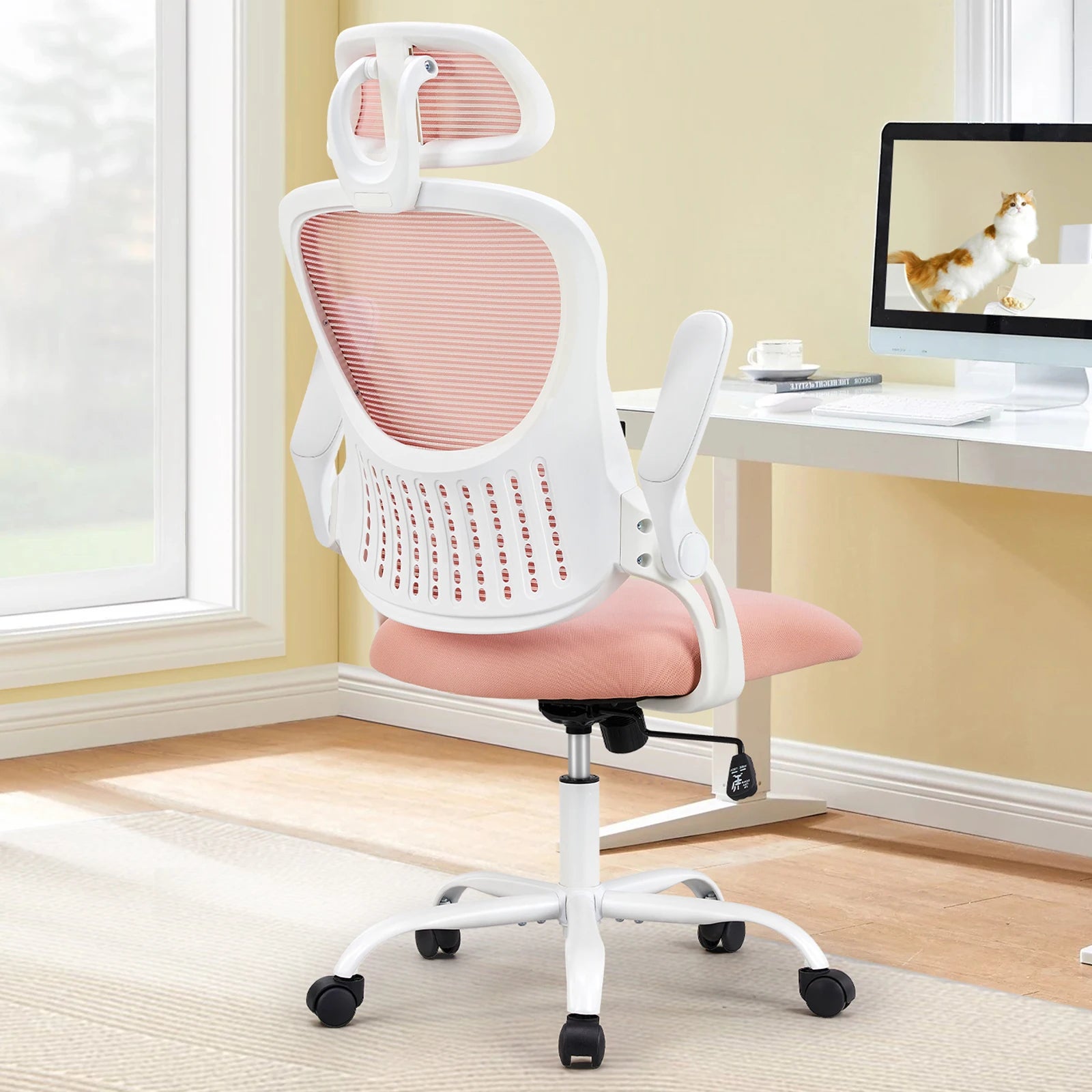 Ergonomic Mesh Office Chair with Adjustable Headrest & Flip-Up Arms - 16