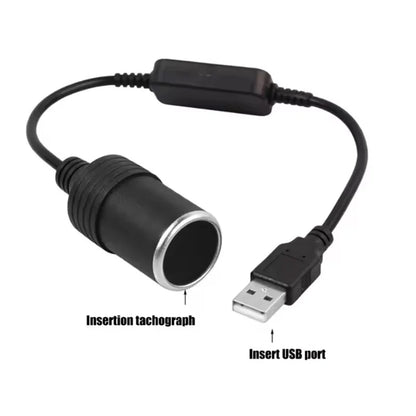 USB to 12V Car Cigarette Lighter Socket Adapter Converter