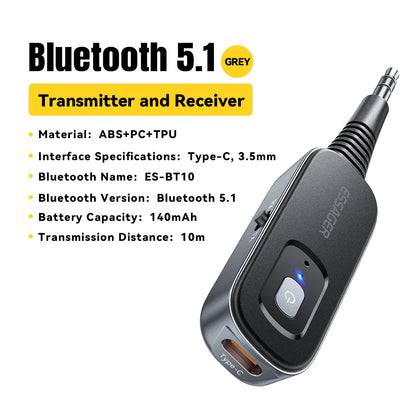 Essager 2-in-1 Bluetooth 5.1 Transmitter & Receiver for TV, Car & Audio